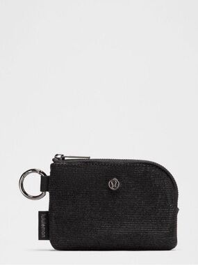 Lululemon Black / Gunmetal Glitter Clippable Card Pouch NWT